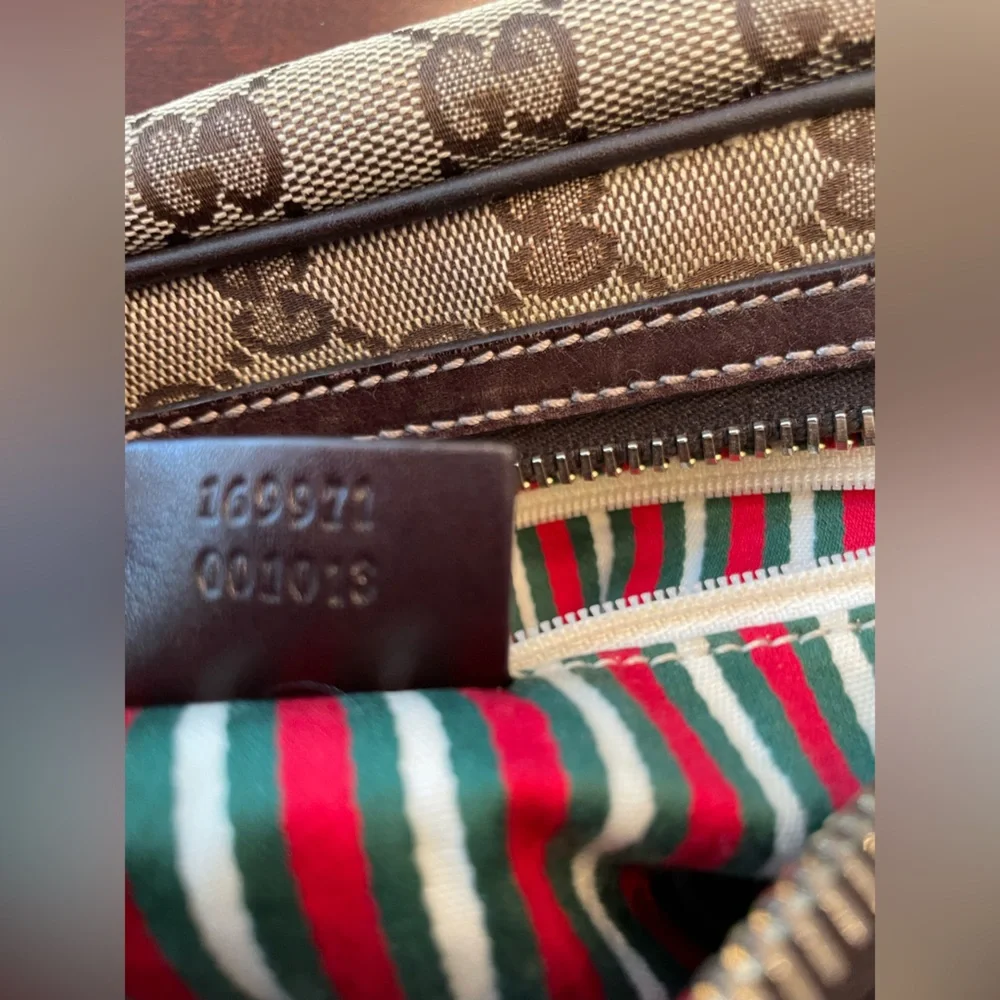 Vintage Gucci Beige and Brown Monogram Shoulder Bag - Picture 8 of 15
